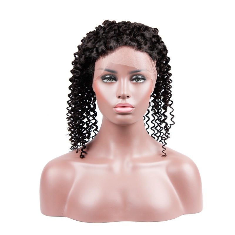 Virgin Hair Kinky Curly 360 Lace Frontal Closure 22.5x4x2 With Adjustable Strap Medium Brown Lace